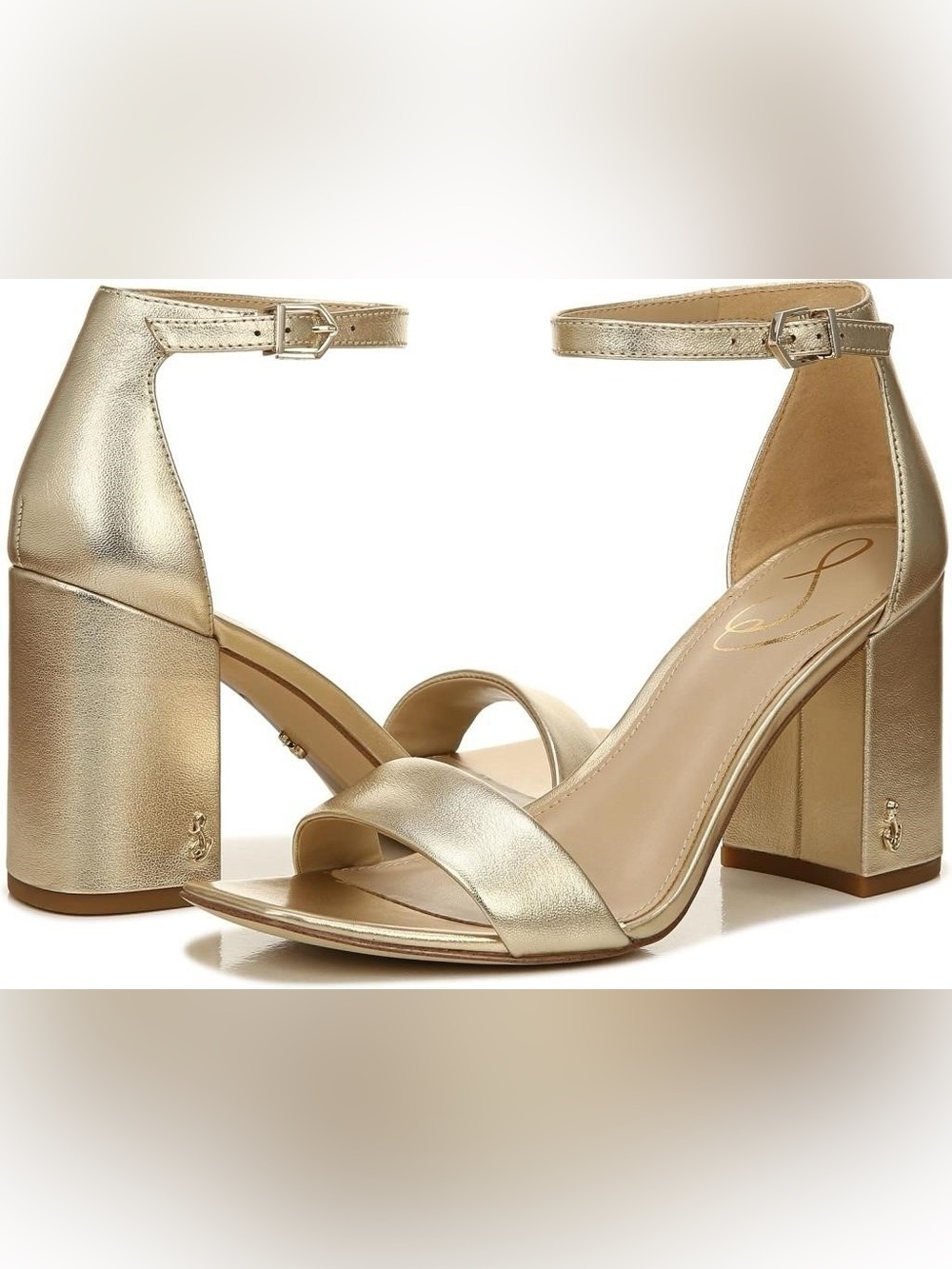 Sam Edelman Metallic Gold Block Heel Sandals